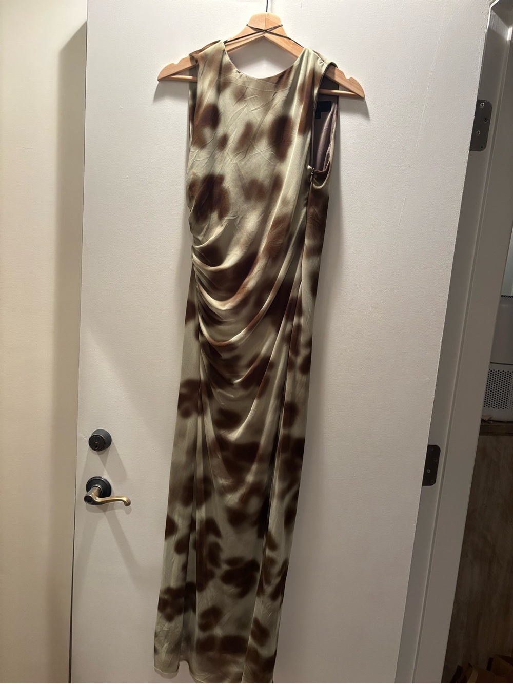 Zara Brown and Green Draped Maxi Skirt